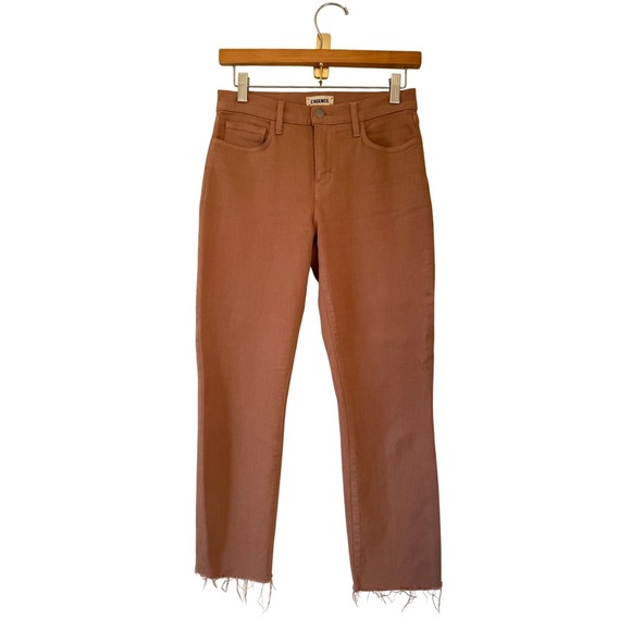 L'AGENCE Denim - L'AGENCE Womens Sada Cropped Slim High-Rise Jeans in Light Mocha Size 25 Raw Hem